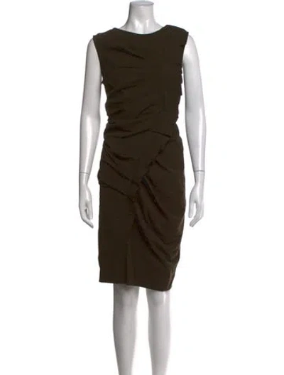 Pre-owned Donna Karan Asymmetrical Knee-length Dress In Green