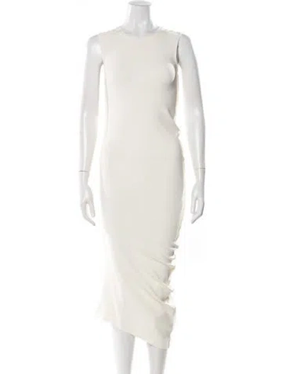 Pre-owned Donna Karan Asymmetrical Knee-length Dress In White