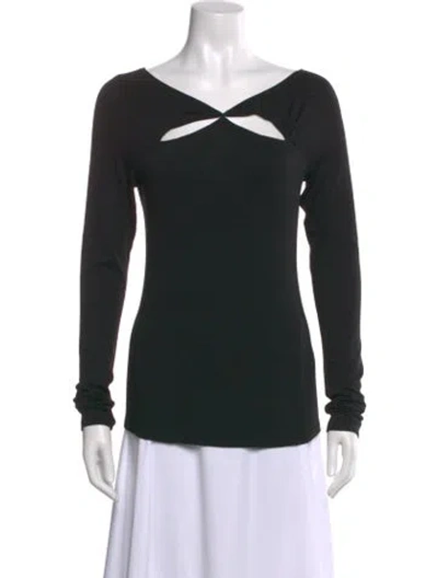Pre-owned Donna Karan Asymmetrical Long Sleeve Top In Black