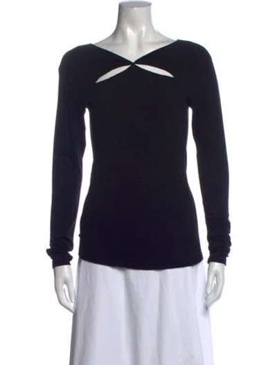 Pre-owned Donna Karan Asymmetrical Long Sleeve Top In Black