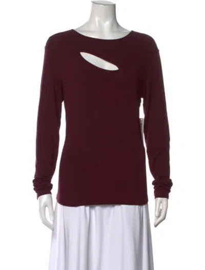 Pre-owned Donna Karan Asymmetrical Long Sleeve Top In Burgundy