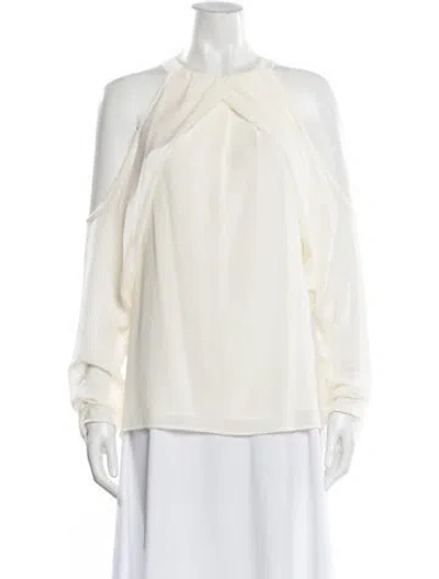 Pre-owned Donna Karan Asymmetrical Long Sleeve Top W/ Tags In White