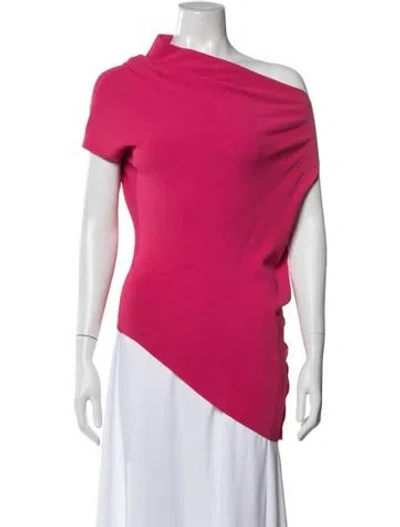 Pre-owned Donna Karan Asymmetrical Short Sleeve Top In Pink
