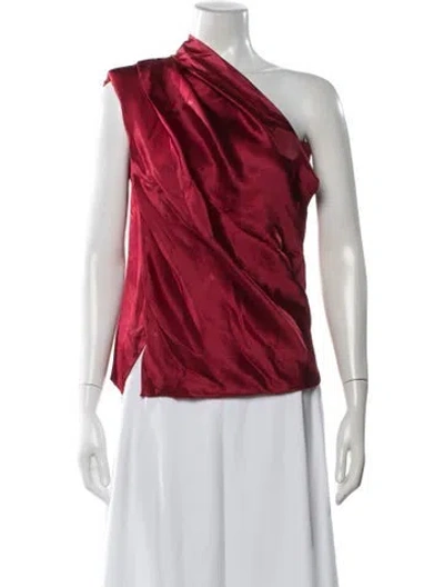 Pre-owned Donna Karan Asymmetrical Sleeveless Blouse In Red