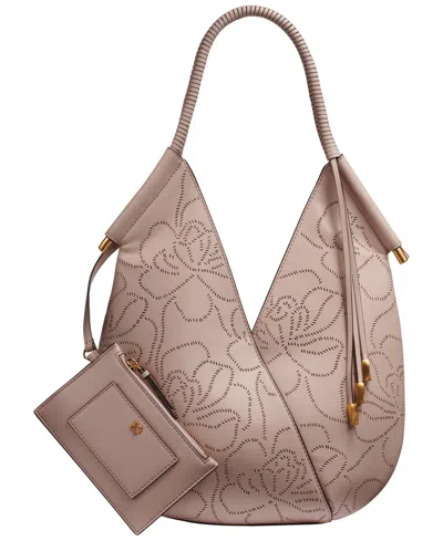 Donna Karan Baldwin Floral Perforated Large Shoulder Bag