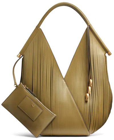 Donna Karan Baldwin Large Laser-cut Shoulder With Leather Wrapped Rounded Handle