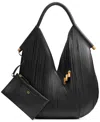 Donna Karan Baldwin Large Laser-cut Shoulder With Leather Wrapped Rounded Handle In Black,gold