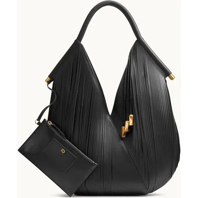 Donna Karan Baldwin Large Lasercut Shoulder Bag In Black/gold