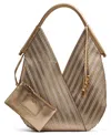 Donna Karan Baldwin Large Metallic Shoulder Bag In Gold