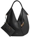 Donna Karan Baldwin Large Laser-cut Shoulder With Leather Wrapped Rounded Handle In Black,gold