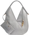 Donna Karan Baldwin Large Shoulder With Leather Wrapped Rounded Handle In Pearl Grey