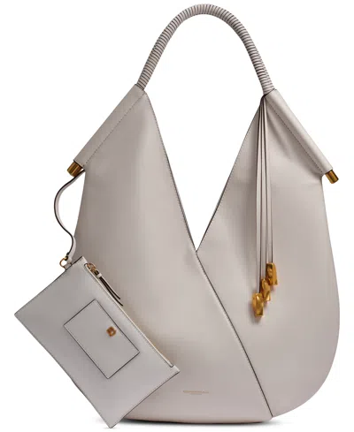 Donna Karan Baldwin Large Shoulder With Leather Wrapped Rounded Handle In White