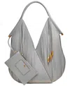 Donna Karan Baldwin Large Laser-cut Shoulder With Leather Wrapped Rounded Handle In Gray
