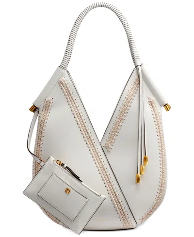 Donna Karan Baldwin Medium Crochet Shoulder Bag In Brillant White