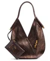 Donna Karan Baldwin Mini Metallic Snake Shoulder With Leather Wrapped Rounded Handle In Snake Gold