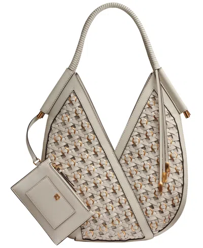 Donna Karan Baldwin Woven Grommet Shoulder Bag In Brown