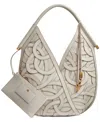 Donna Karan Baldwin Woven Leather Floral Shoulder Bag