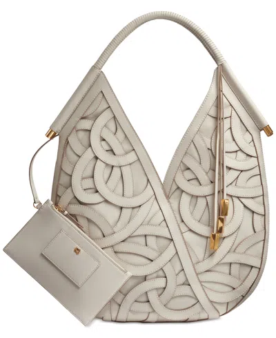Donna Karan Baldwin Woven Leather Floral Shoulder Bag