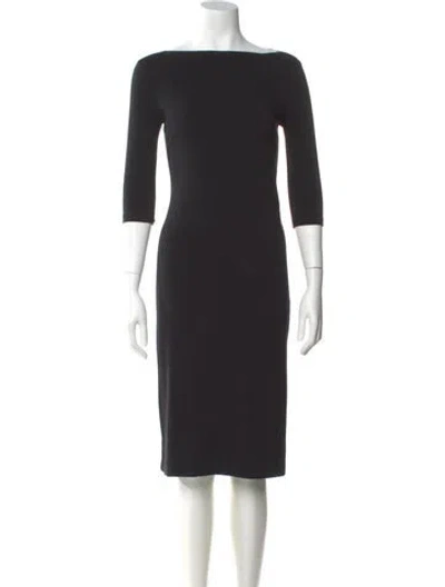 Pre-owned Donna Karan Bateau Neckline Knee-length Dress In Black