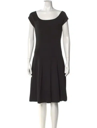 Pre-owned Donna Karan Bateau Neckline Knee-length Dress In Black