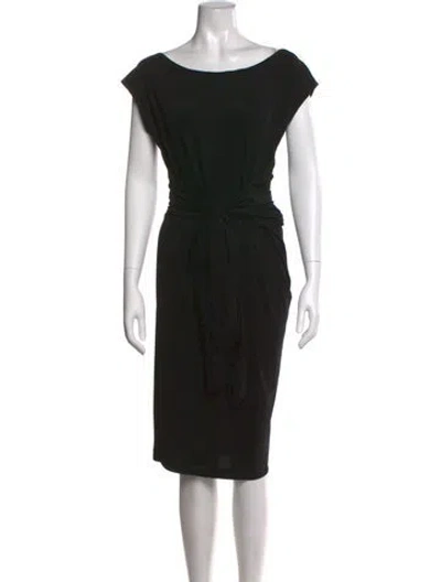Pre-owned Donna Karan Bateau Neckline Knee-length Dress In Black
