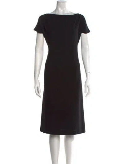 Pre-owned Donna Karan Bateau Neckline Knee-length Dress In Black