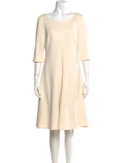 Pre-owned Donna Karan Bateau Neckline Knee-length Dress In Neutral