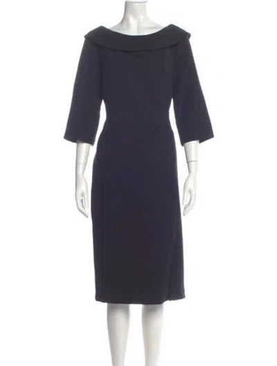 Pre-owned Donna Karan Bateau Neckline Knee-length Dress W/ Tags In Black