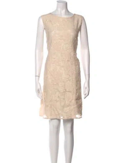 Pre-owned Donna Karan Bateau Neckline Knee-length Dress W/ Tags In Neutral
