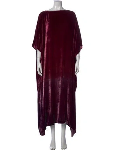 Pre-owned Donna Karan Bateau Neckline Long Dress In Burgundy