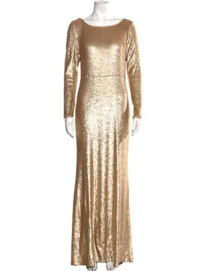 Pre-owned Donna Karan Bateau Neckline Long Dress In Gold