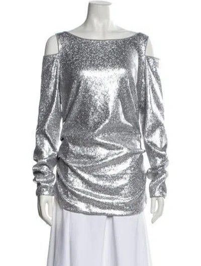Pre-owned Donna Karan Bateau Neckline Long Sleeve Blouse
