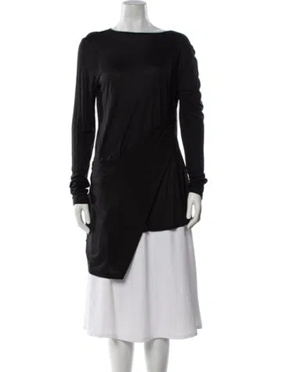 Pre-owned Donna Karan Bateau Neckline Long Sleeve Tunic In Gray