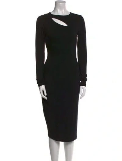 Pre-owned Donna Karan Bateau Neckline Midi Length Dress In Black