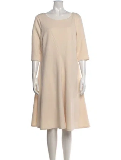 Pre-owned Donna Karan Bateau Neckline Midi Length Dress In Neutral