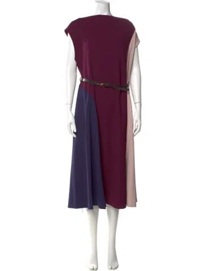 Pre-owned Donna Karan Bateau Neckline Midi Length Dress In Purple