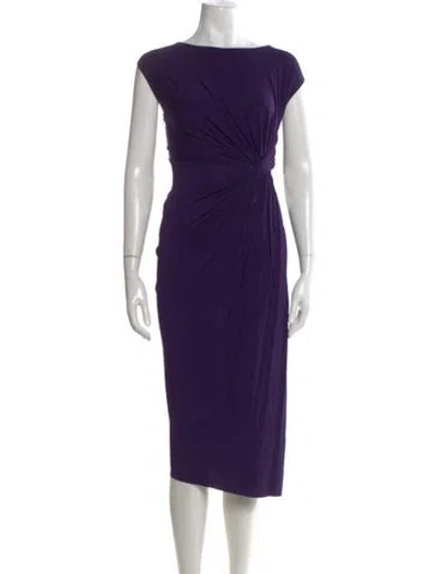 Pre-owned Donna Karan Bateau Neckline Midi Length Dress In Purple