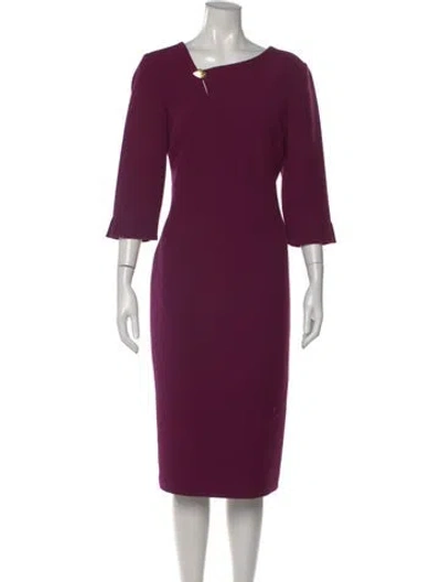 Pre-owned Donna Karan Bateau Neckline Midi Length Dress In Purple
