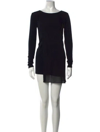 Pre-owned Donna Karan Bateau Neckline Mini Dress In Black