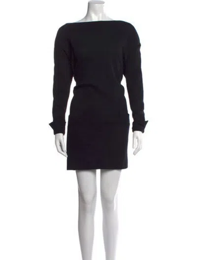 Pre-owned Donna Karan Bateau Neckline Mini Dress In Black