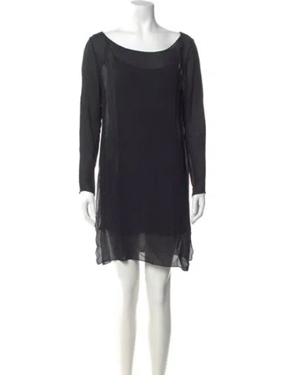 Pre-owned Donna Karan Bateau Neckline Mini Dress In Blue