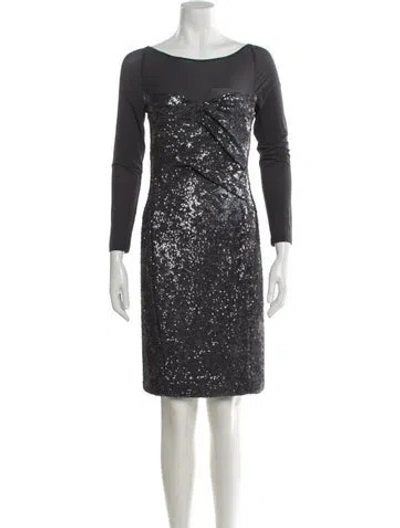 Pre-owned Donna Karan Bateau Neckline Mini Dress In Gray