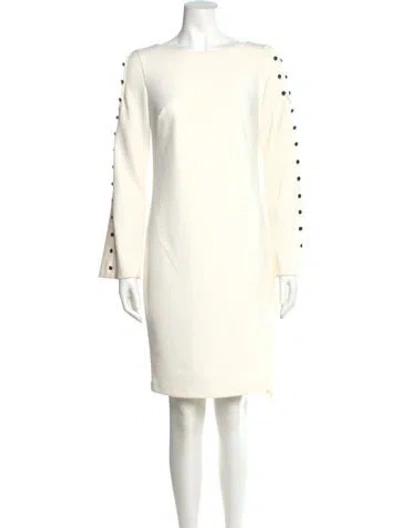 Pre-owned Donna Karan Bateau Neckline Mini Dress In Neutral