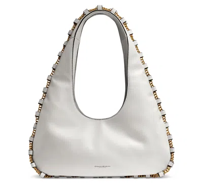 Donna Karan Batiste Large Leather Shoulder Bag In Brillant White