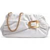 Donna Karan Bella Medium Leather Clutch In Brilliant White