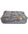 Donna Karan Bella Skipper Snake Medium Leather Clutch In Sky Grey