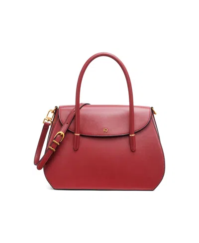 DONNA KARAN BELLEROSE DOUBLE TOP HANDLE LEATHER SATCHEL