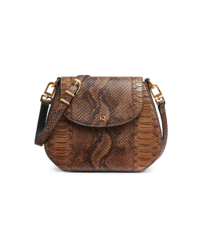 Donna Karan Bellerose Python Flap Crossbody In Teak