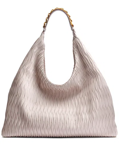 Donna Karan Bellmore Extra Large Hobo With Gold Bezel Strap In Sand