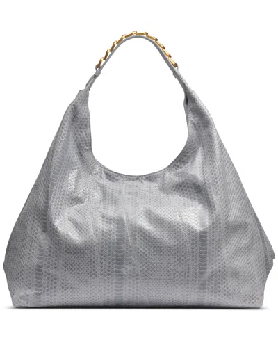DONNA KARAN BELLMORE EXTRA LARGE SKIPPER SNAKE HOBO WITH BEZEL STRAP